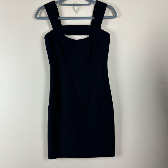 Emilio Pucci Black Wool Sheath Dress Strappy Designer Quiet Luxury Career Preppy - Picture 2 of 16